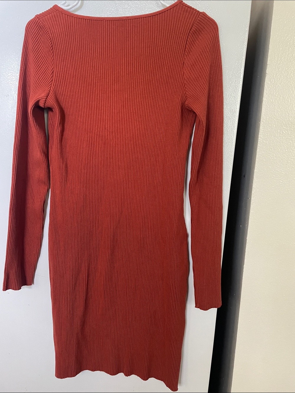 Vince Medium Fall Rust Scoop Neck Ribbed Sweater Long Sleeve Dress Versatile - Picture 7 of 7